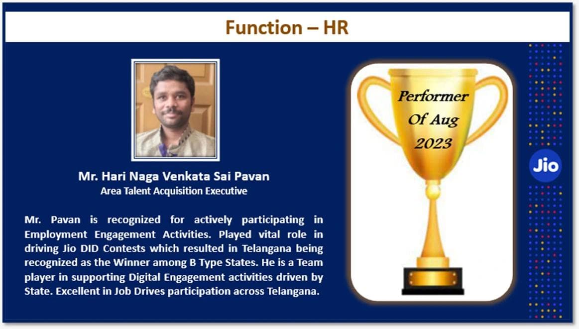 Jio Power Play Leadership Winner & Maestro